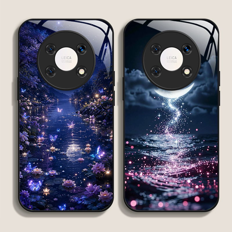 Huawei Mate 60 - Casing Ponsel Kaca Tempered Motif Pemandangan