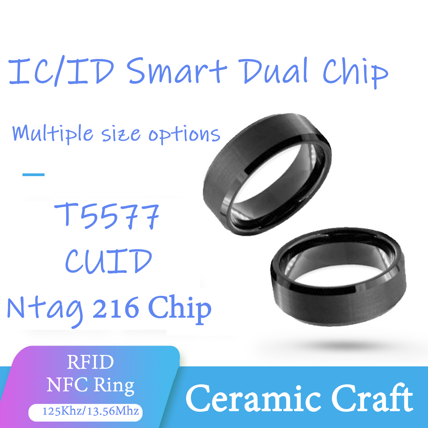 Smart Ring Nfc Pay - CUID T5577 Dual Chip Clone Ring
