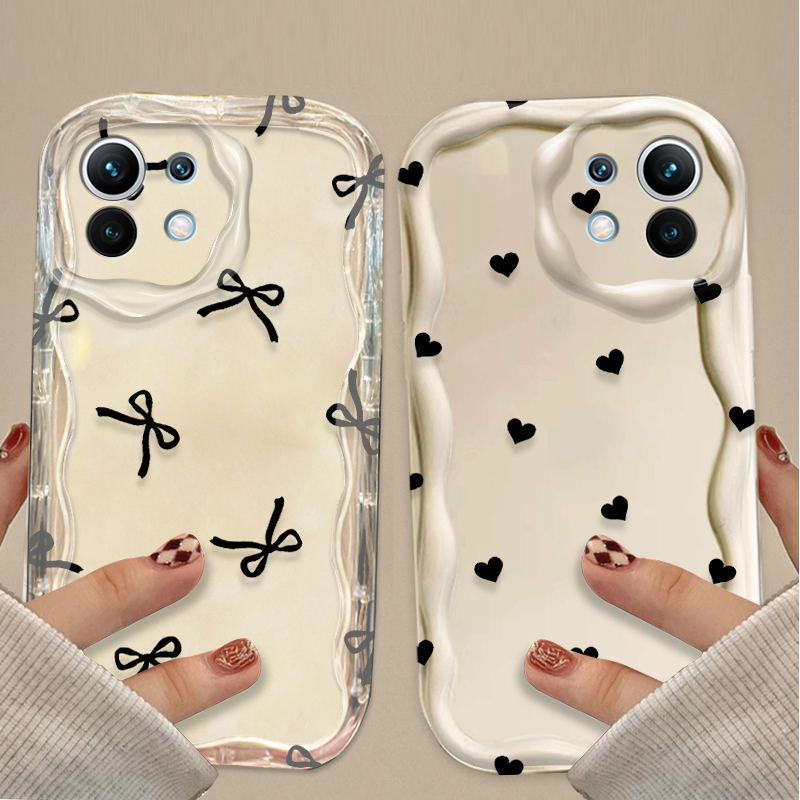 Xiaomi Poco X6 - Casing Hati Cinta Pita Hitam untuk