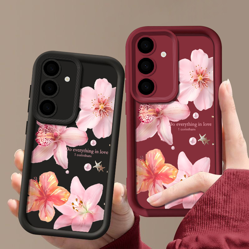 Casing Ponsel Bunga Merah Muda - Samsung Galaxy A55 ulasan dan harga
